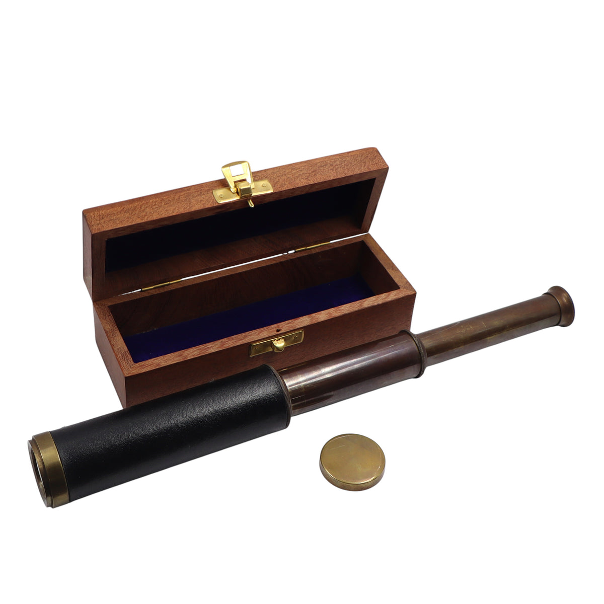 12-Inch Bronze Telescope with Wooden Box