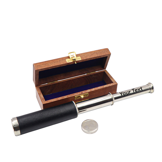 12-Inch Chrome Telescope with Wooden Box