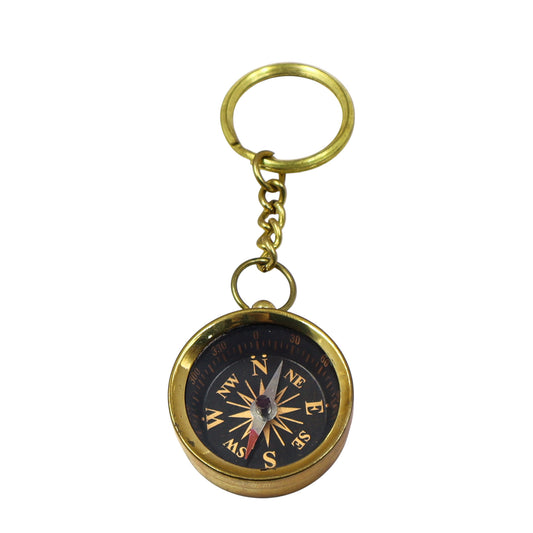Personalised Vintage Brass Compass Keyring