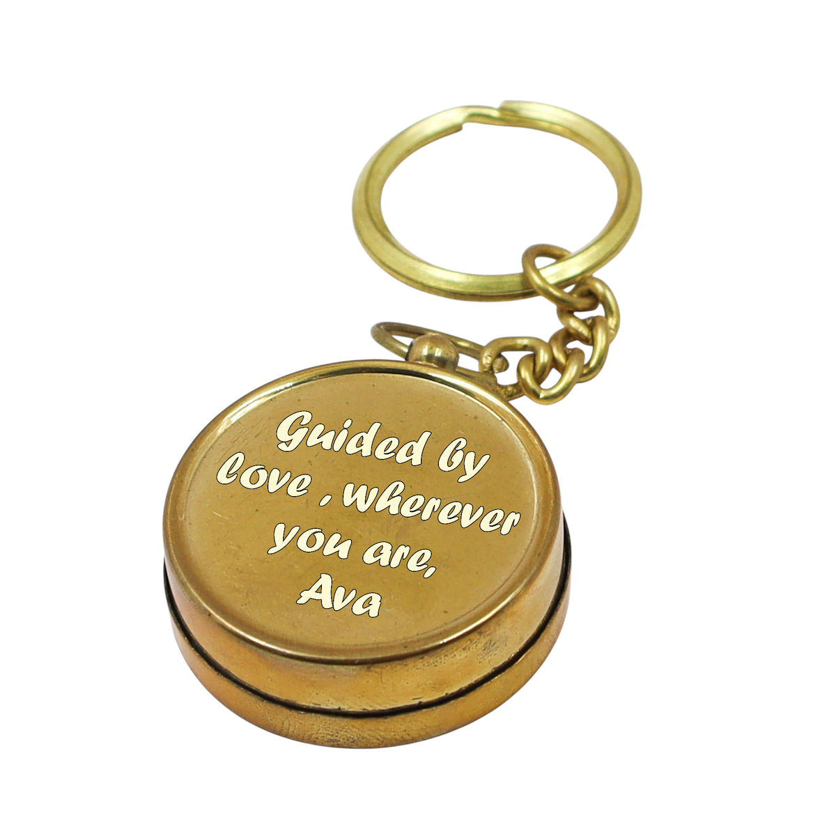 Personalised Vintage Brass Compass Keyring