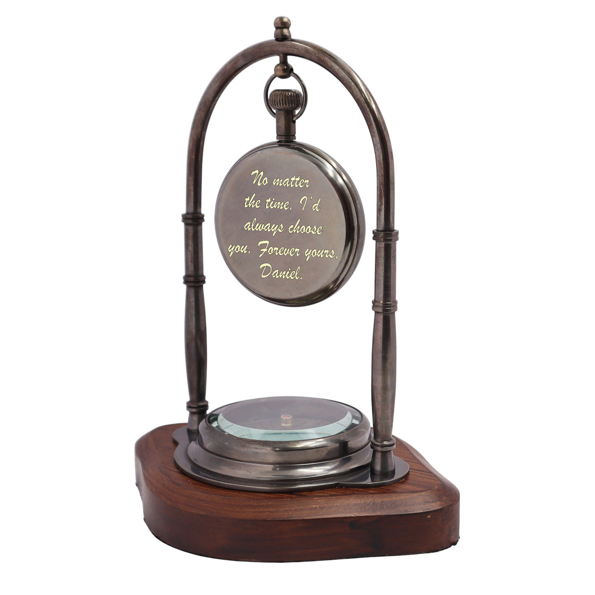 Personalised Desk Clock with Compass