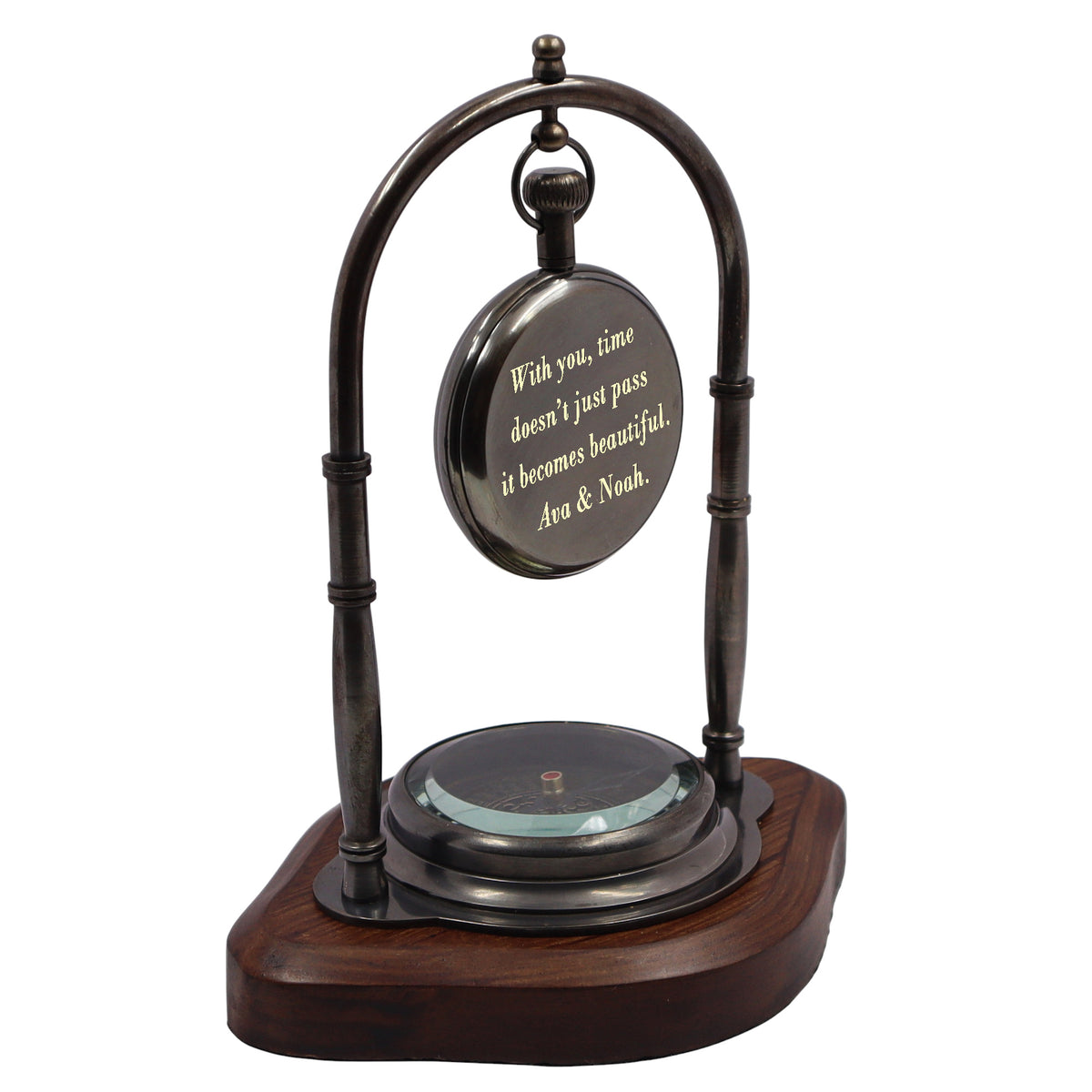 Personalised Desk Clock with Compass