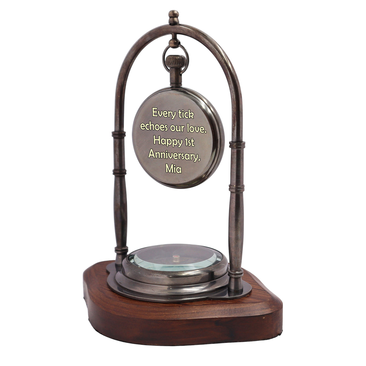 Personalised Desk Clock with Compass