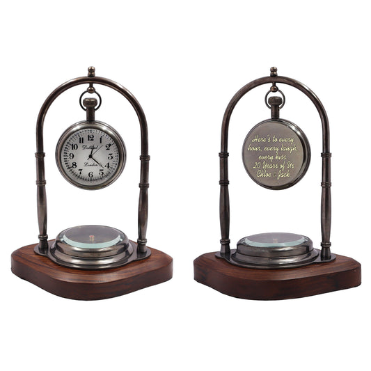 Personalised Desk Clock with Compass