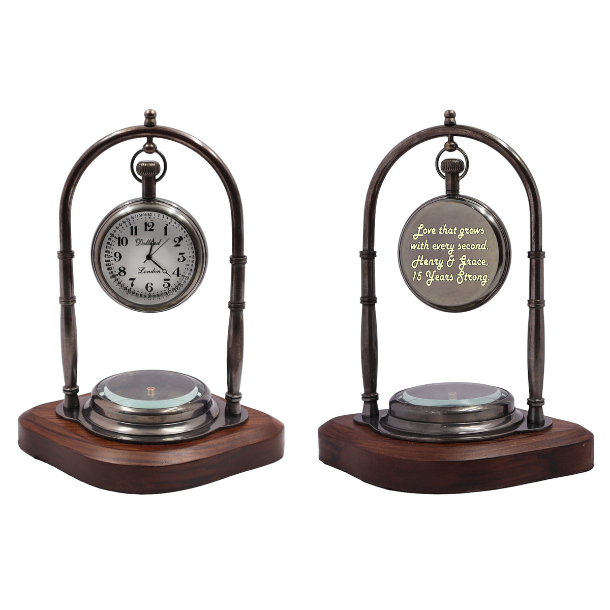 Personalised Desk Clock with Compass