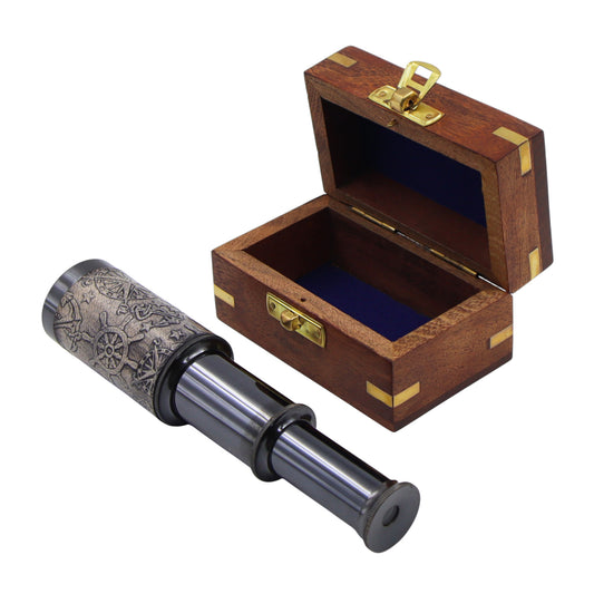 6-Inch The Westminster Gunmetal & Leather Telescope