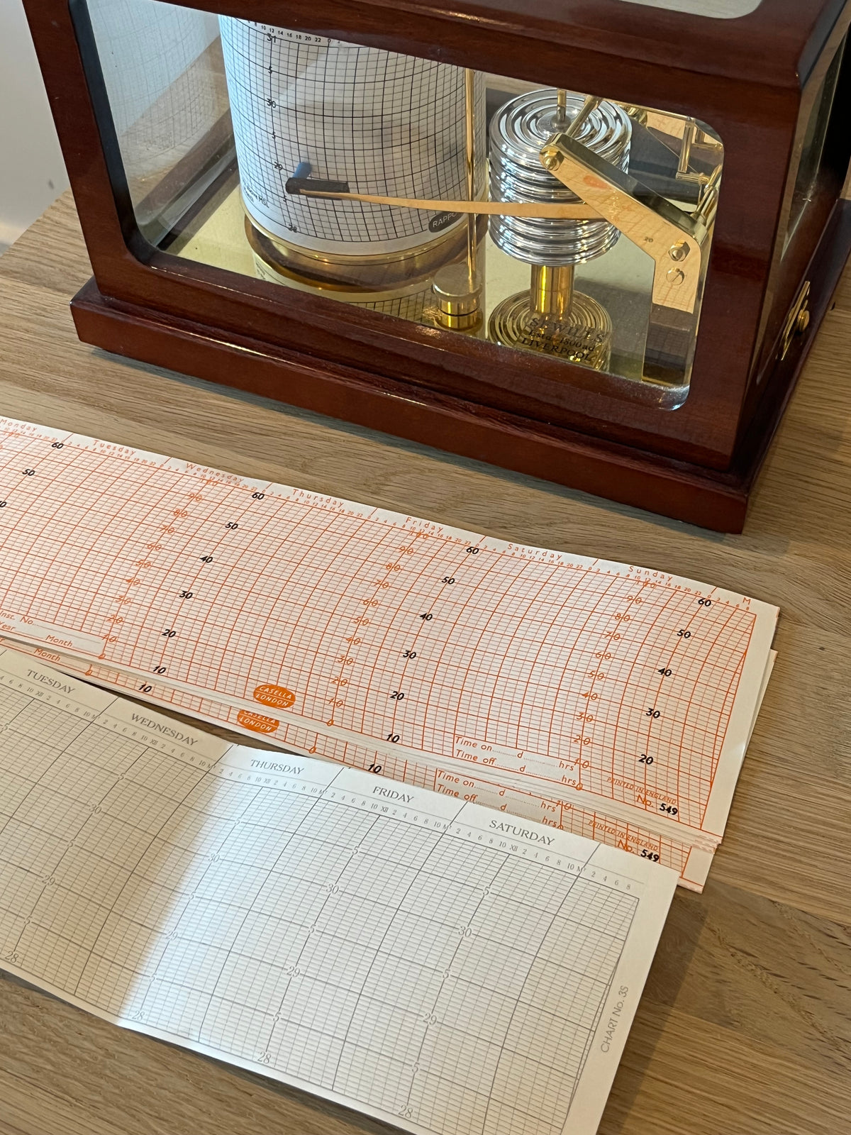 Vintage Barograph Sewills Of Liverpool with Mahogany Case