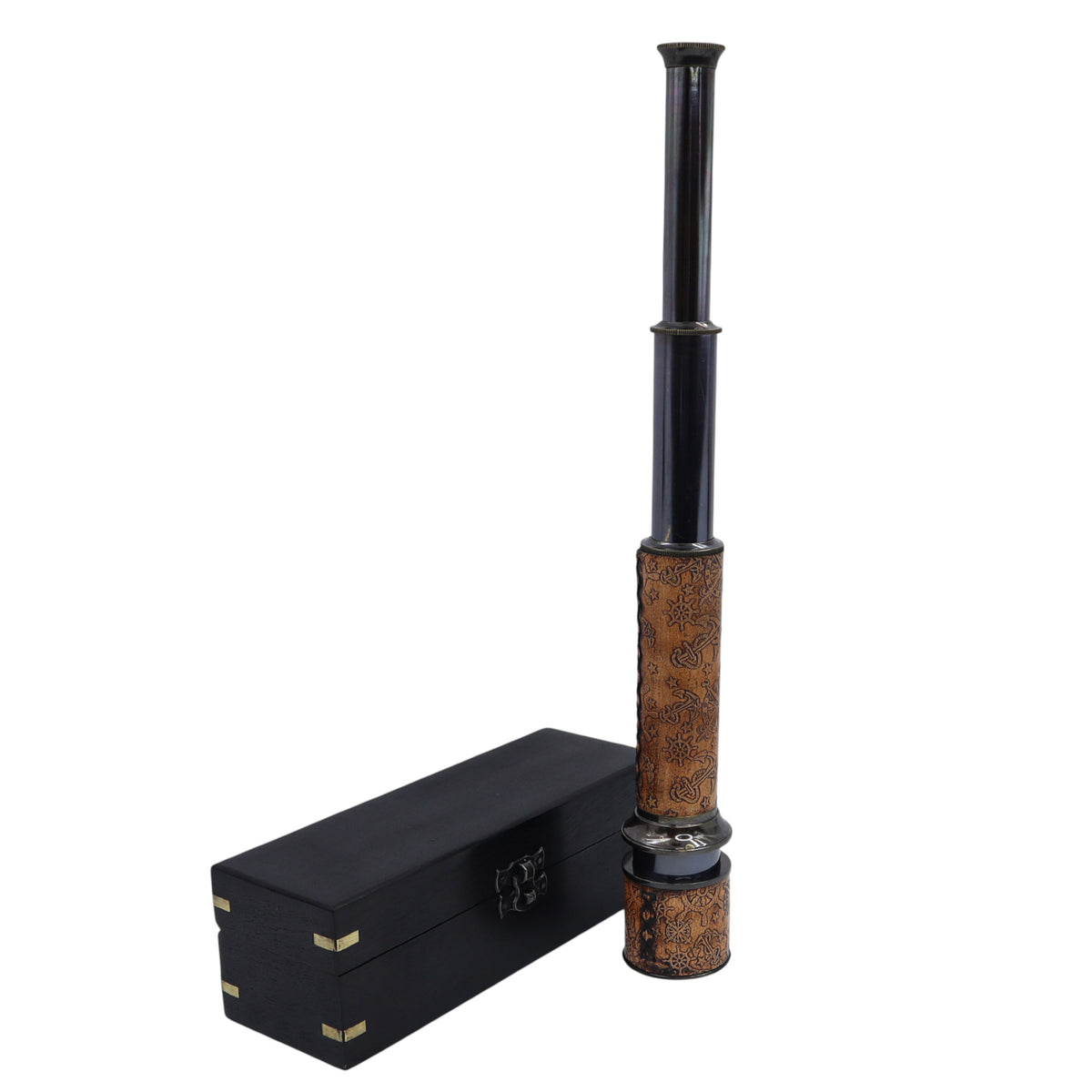 Custom 16-Inch Gunmetal & Dark Leather Telescope