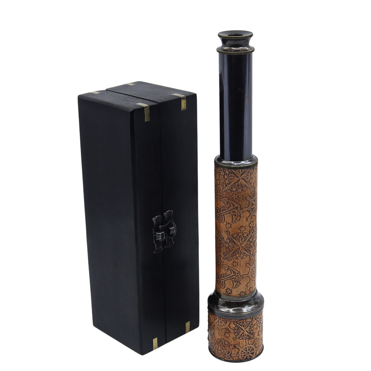 Custom 16-Inch Gunmetal & Dark Leather Telescope