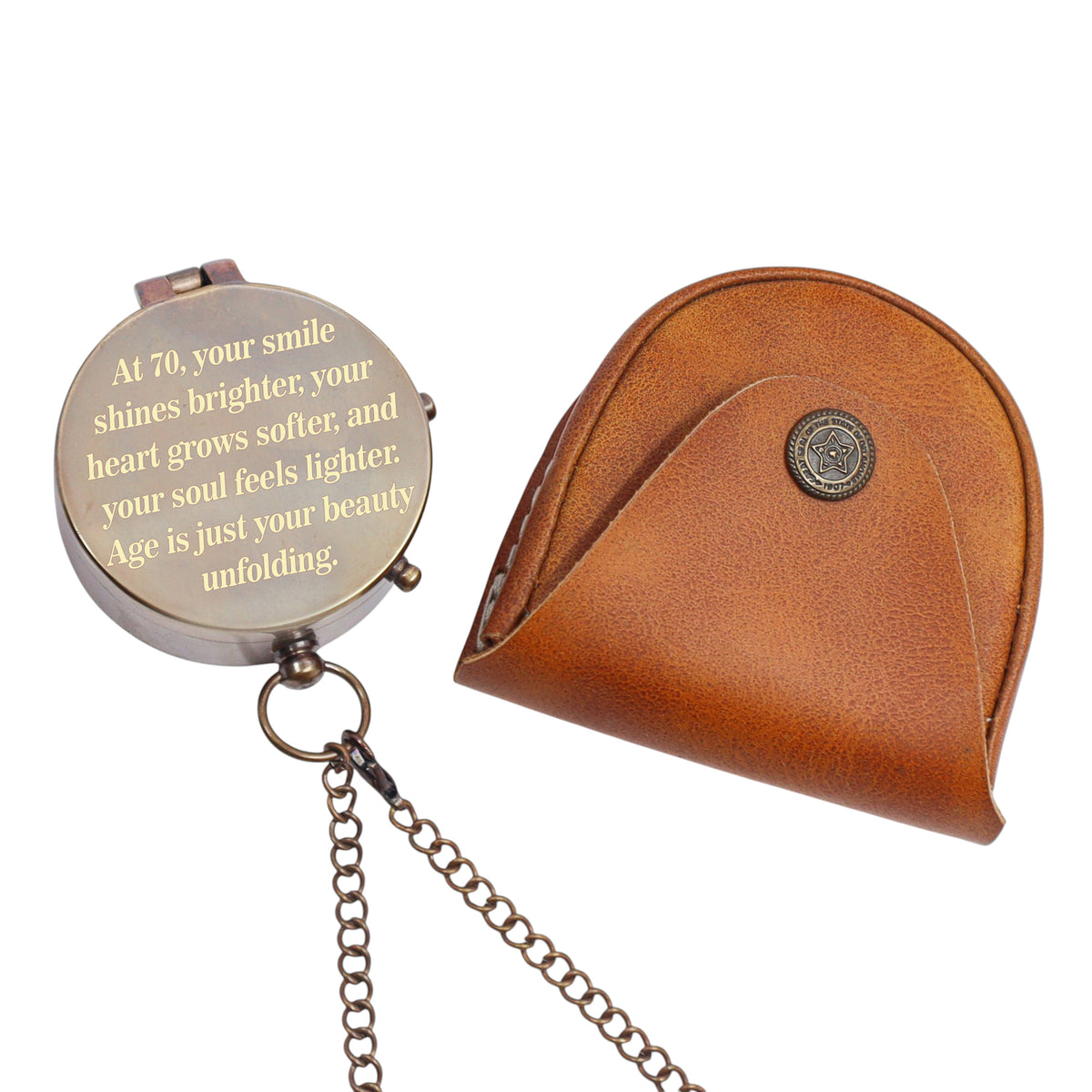 Engraved Compass Gift for 70th Birthday Celebration
