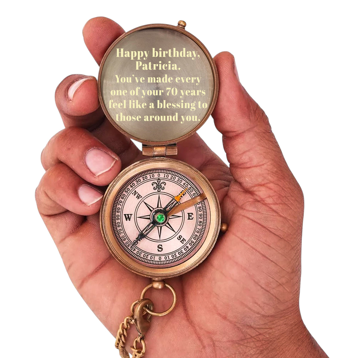 Engraved Compass Gift for 70th Birthday Celebration