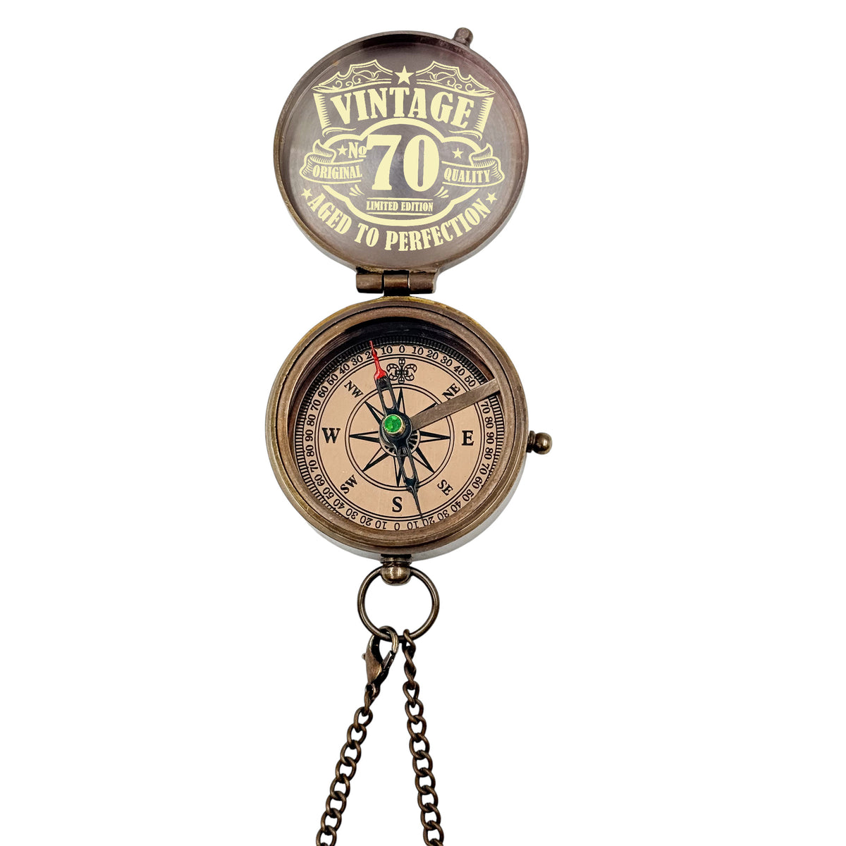 Engraved Compass Gift for 70th Birthday Celebration