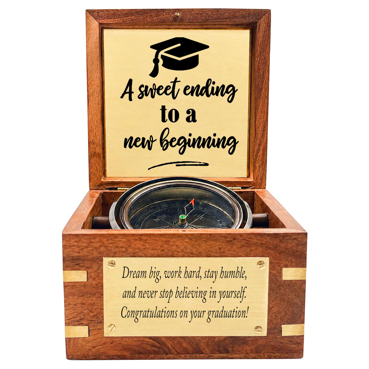 Personalised Royal Gimbal Compass with Brass Plaque