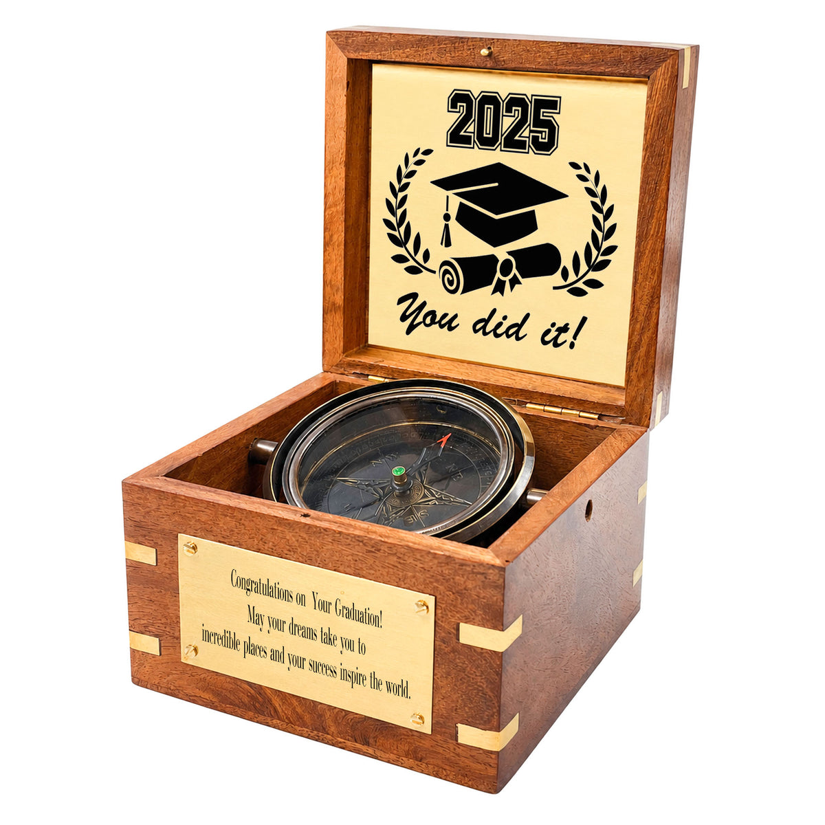 Personalised Royal Gimbal Compass with Brass Plaque