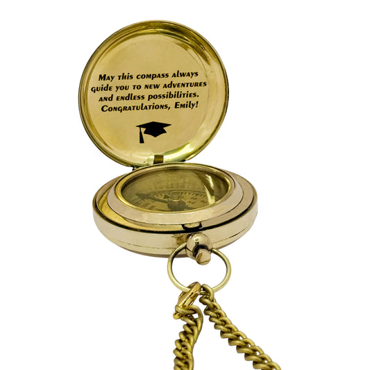 Personalised Graduation Push Button Compass