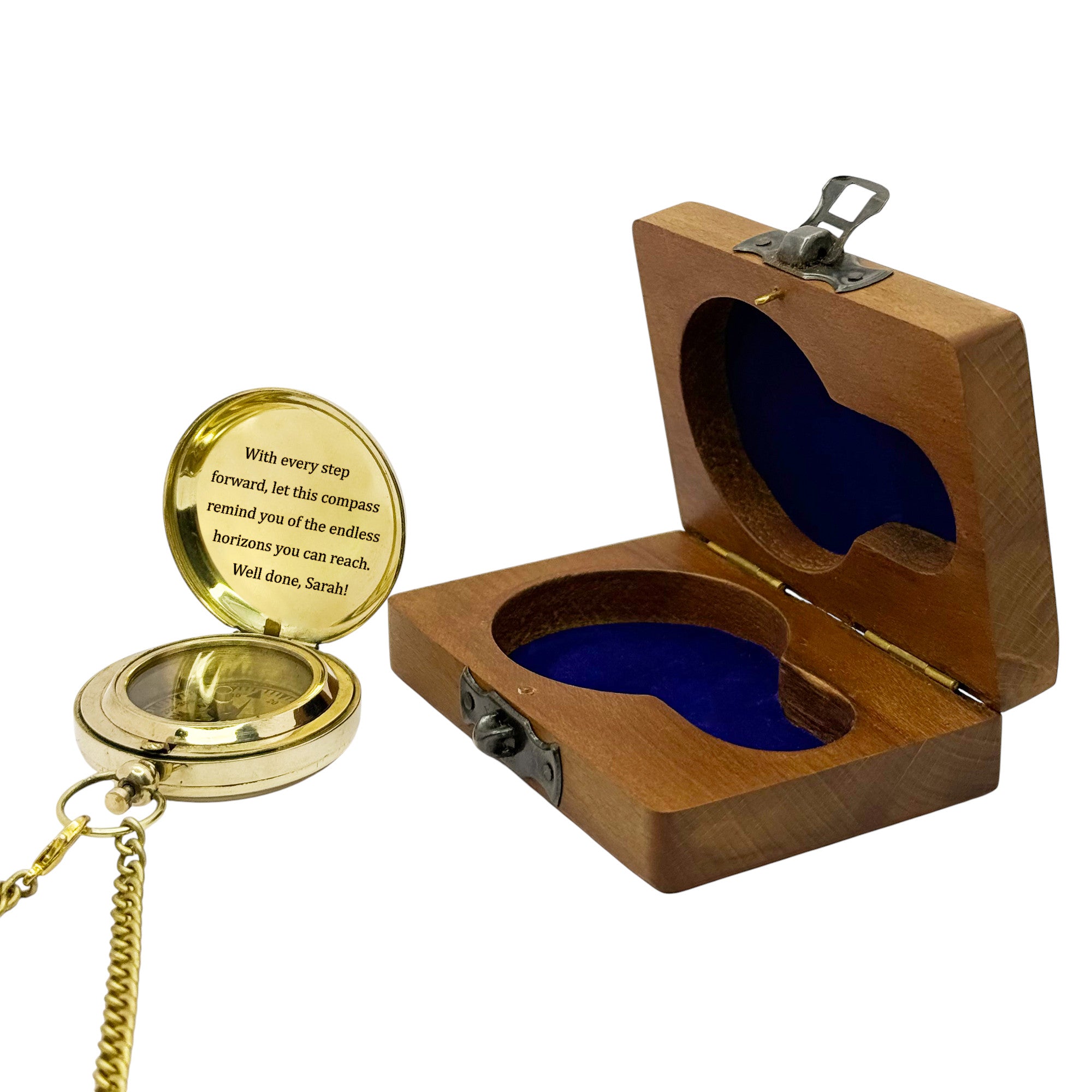 Personalised Graduation Push Button Compass