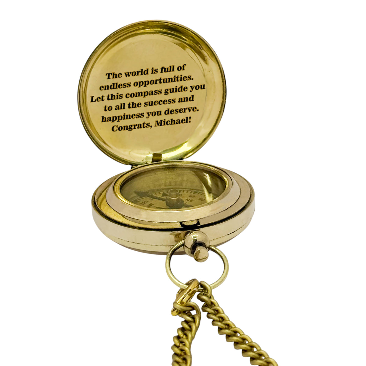 Personalised Graduation Push Button Compass