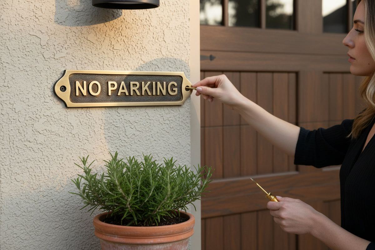 Custom No Parking Solid Brass Plaque