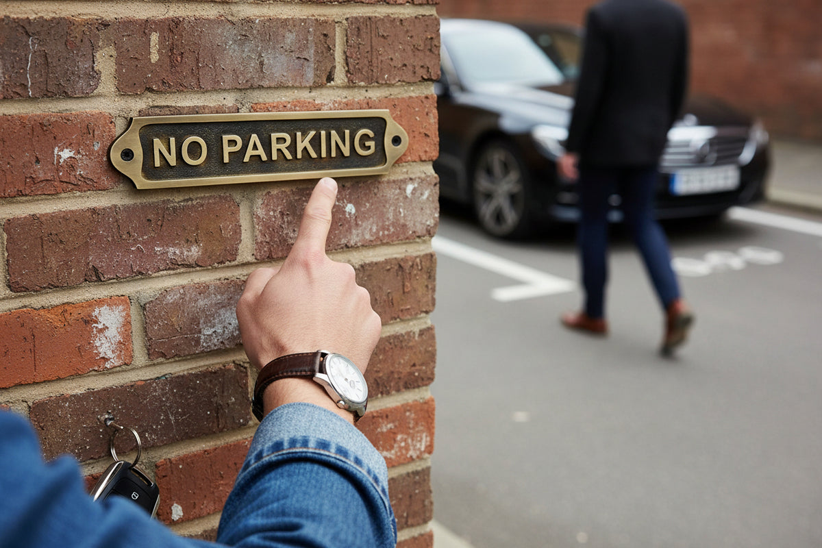 Custom No Parking Solid Brass Plaque