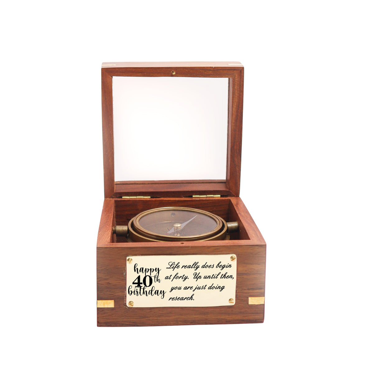 Engraved 40th Birthday Brass Gimbal Compass Gift