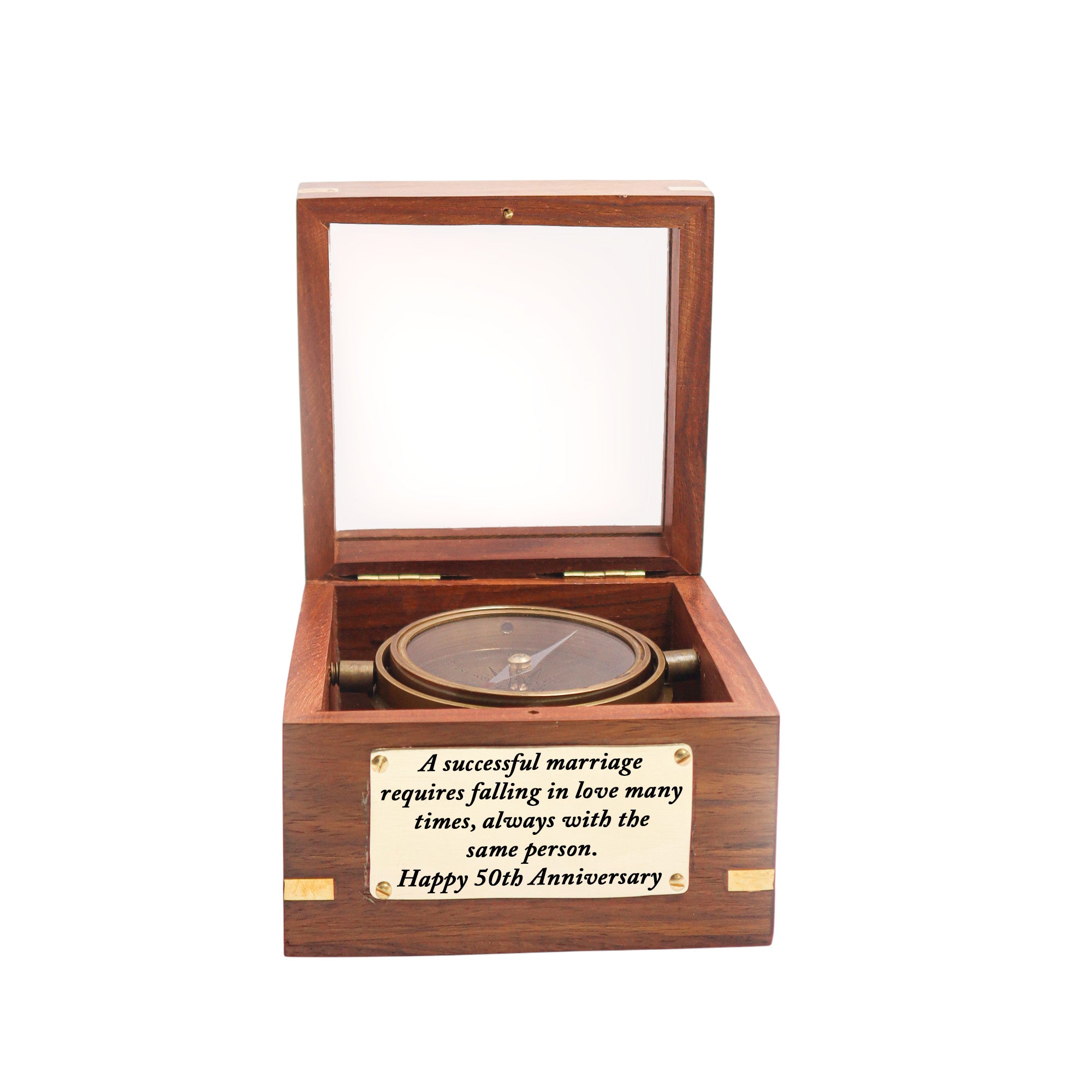 Personalised 50th Anniversary Brass Gimbal Compass Gift