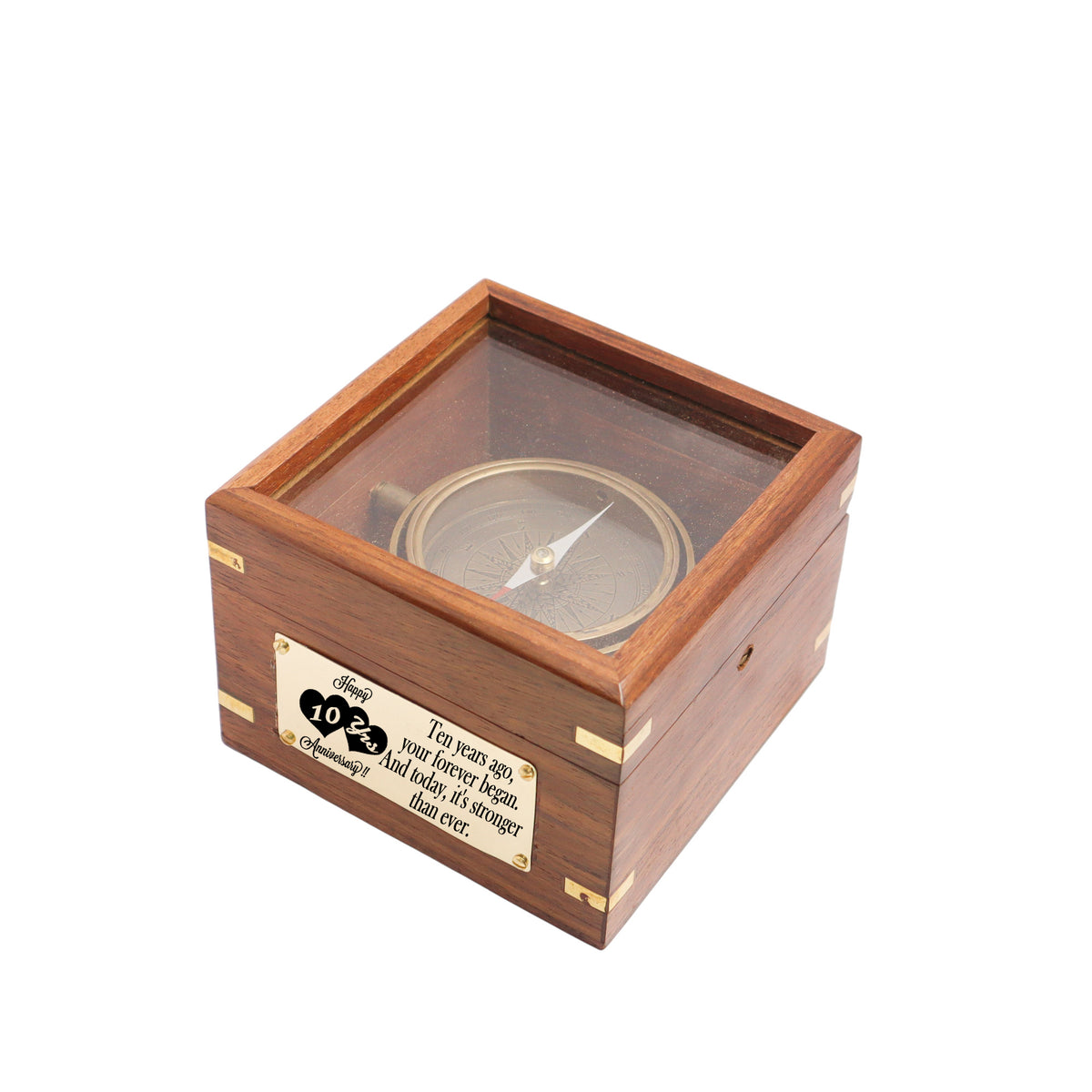 Custom Engraved 10th Anniversary Gift Brass Gimbal Compass