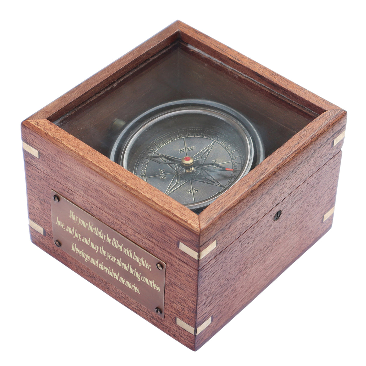 Personalised Gimbal Compass with Bronze Plaque
