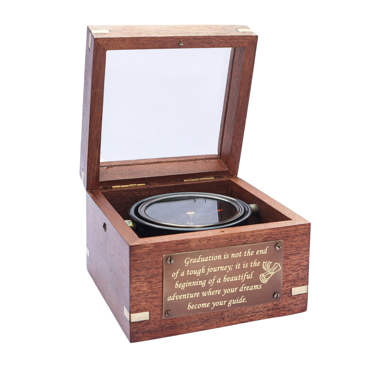 Personalised Gimbal Compass with Bronze Plaque