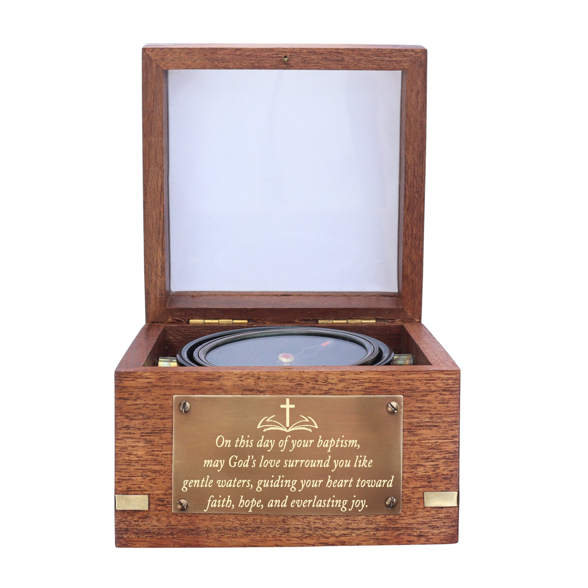 Personalised Gimbal Compass with Bronze Plaque