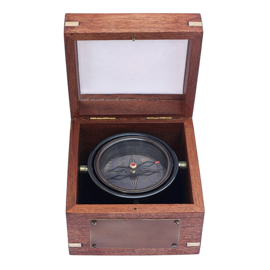 Personalised Gimbal Compass with Bronze Plaque