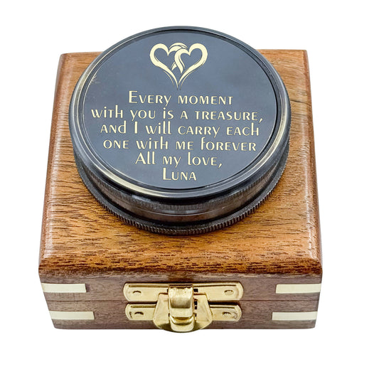 Personalized Black Gunmetal Compass