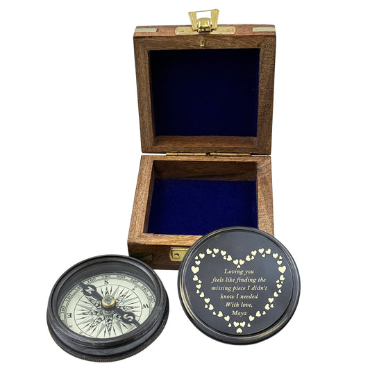 Personalized Black Gunmetal Compass