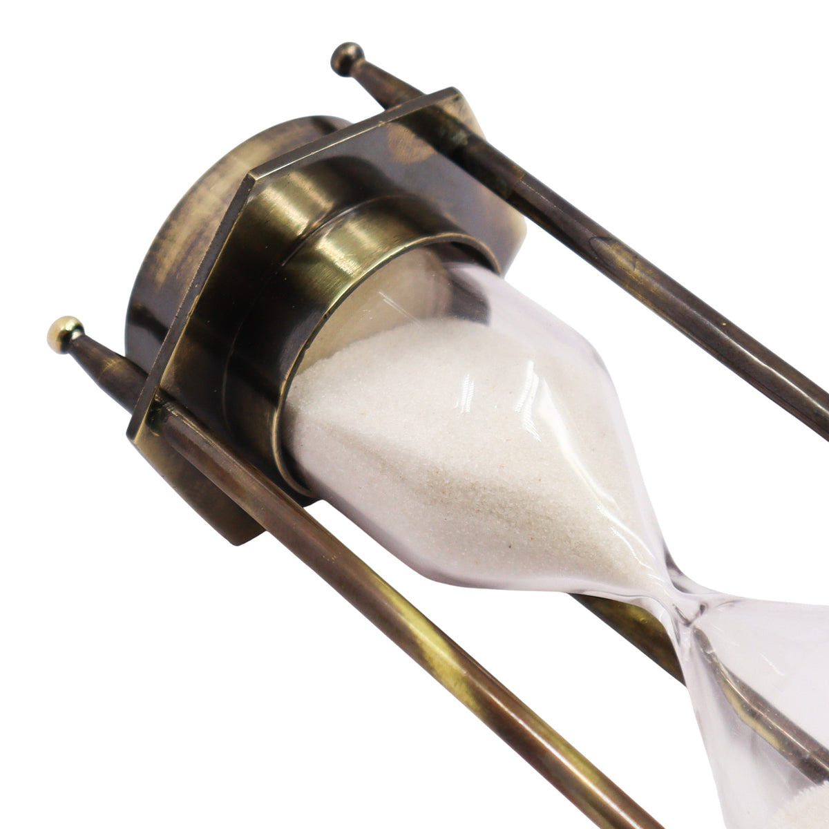 Bronze Hourglass with White Sand and Compass