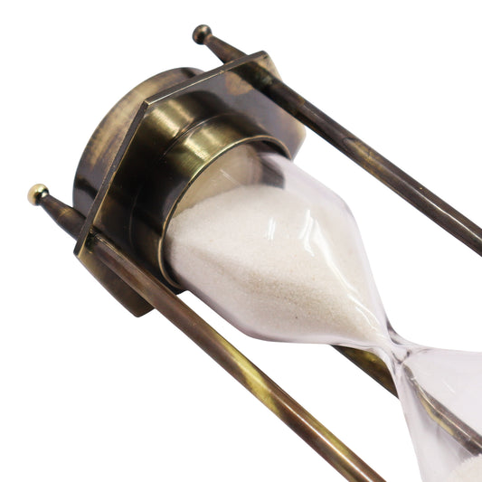 Custom Brass Hourglass with Compass Top & Bottom