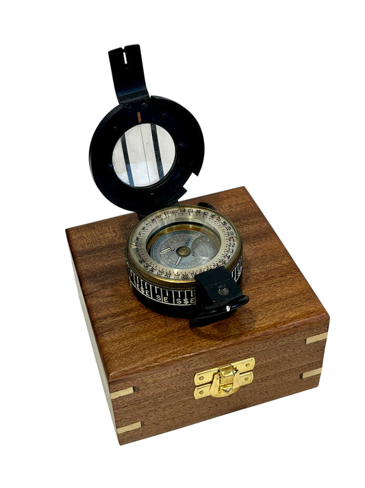 Vintage H. Browne & Son London Compass with Wooden Box