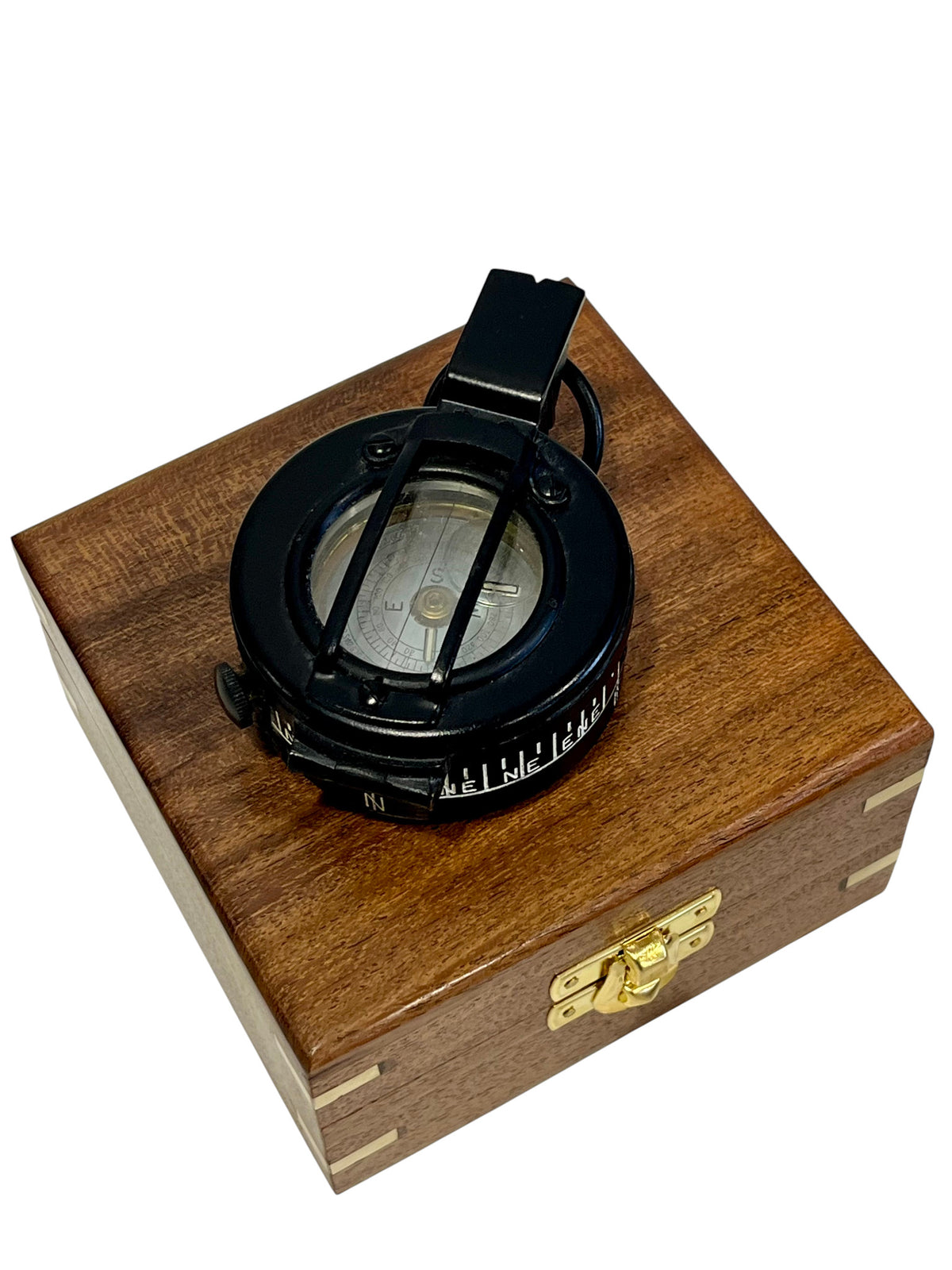 Vintage H. Browne & Son London Compass with Wooden Box