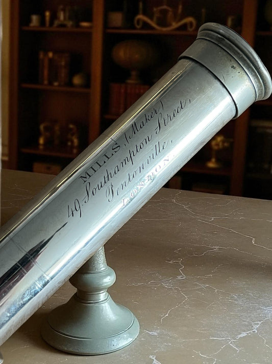 Antique Mills Maker Black Leather Silver Colour Telescope