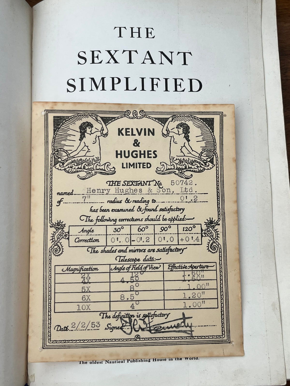 Antique British Nautical Sextant Kelvin & Hughes with Original Case