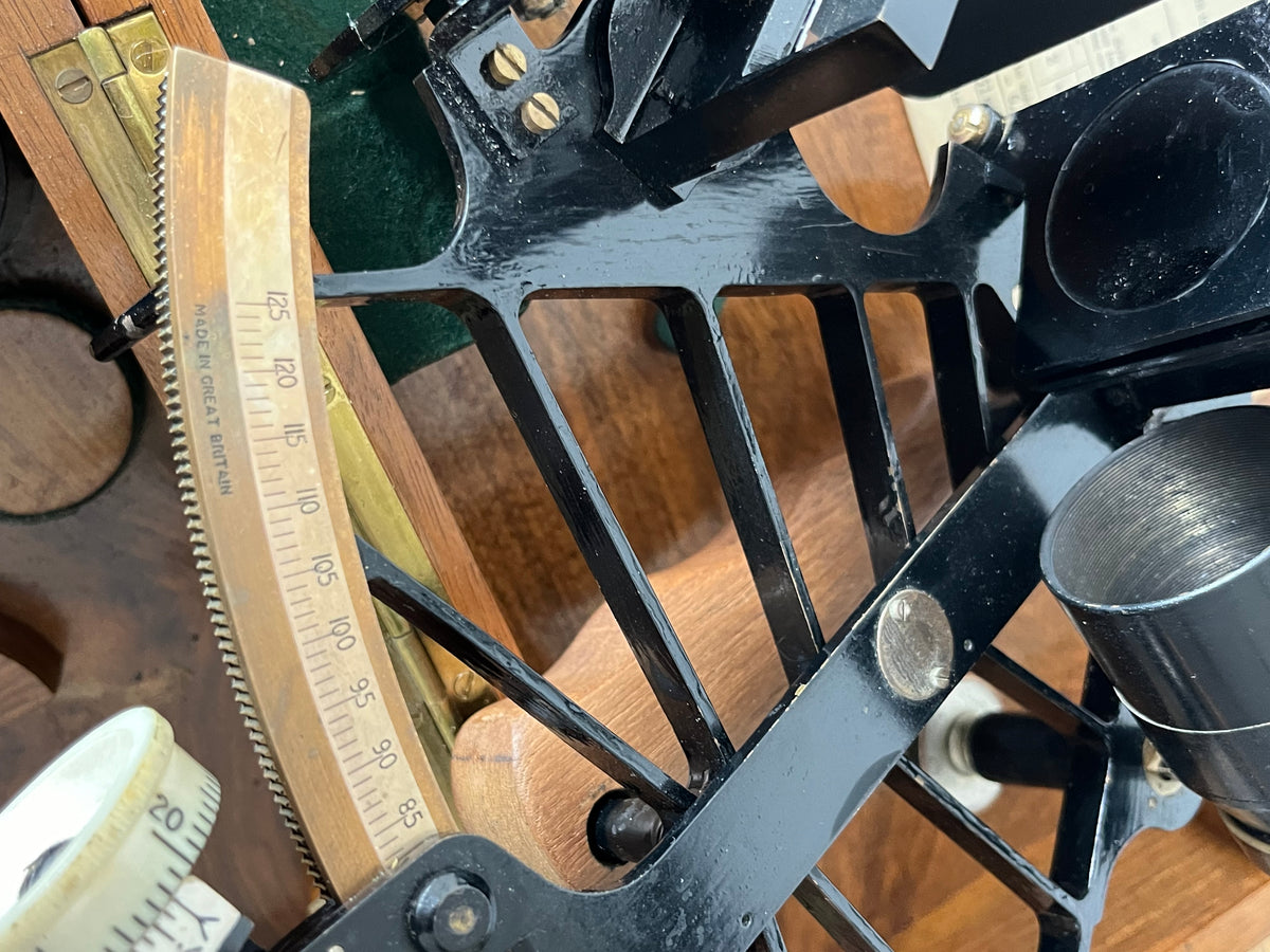 Antique British Nautical Sextant Kelvin & Hughes with Original Case