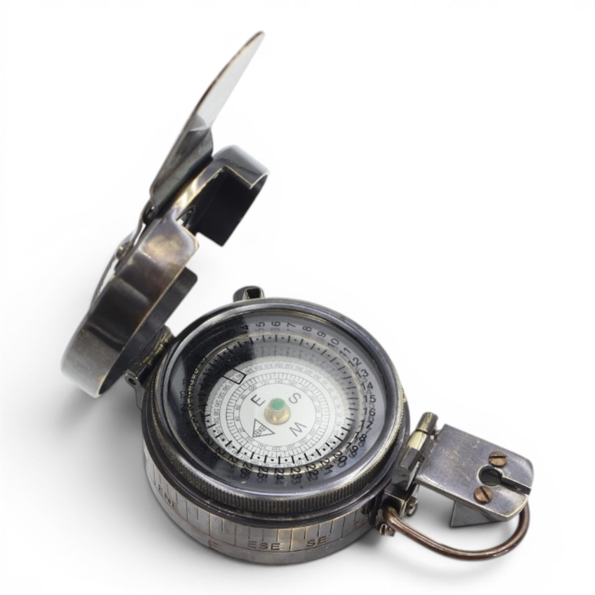 Personalised Military Gunmetal Prismatic Compass with Wooden Box