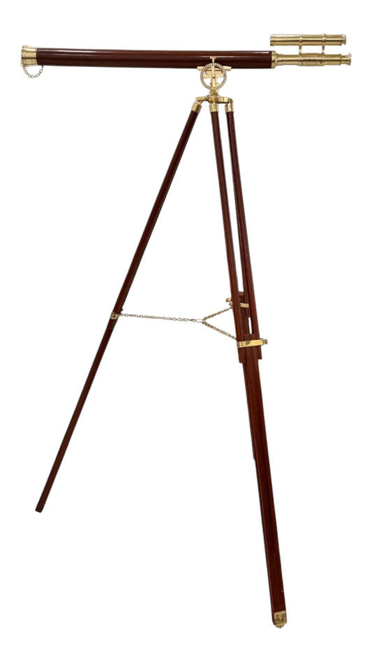 Personalised 60” Adjustable Brass & Wooden Telescope with Tripod