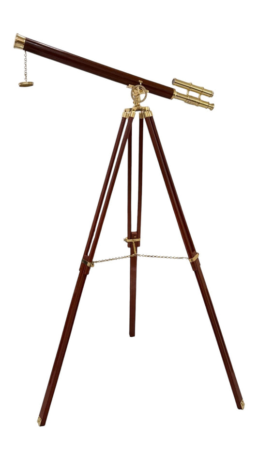 Personalised 60” Adjustable Brass & Wooden Telescope with Tripod