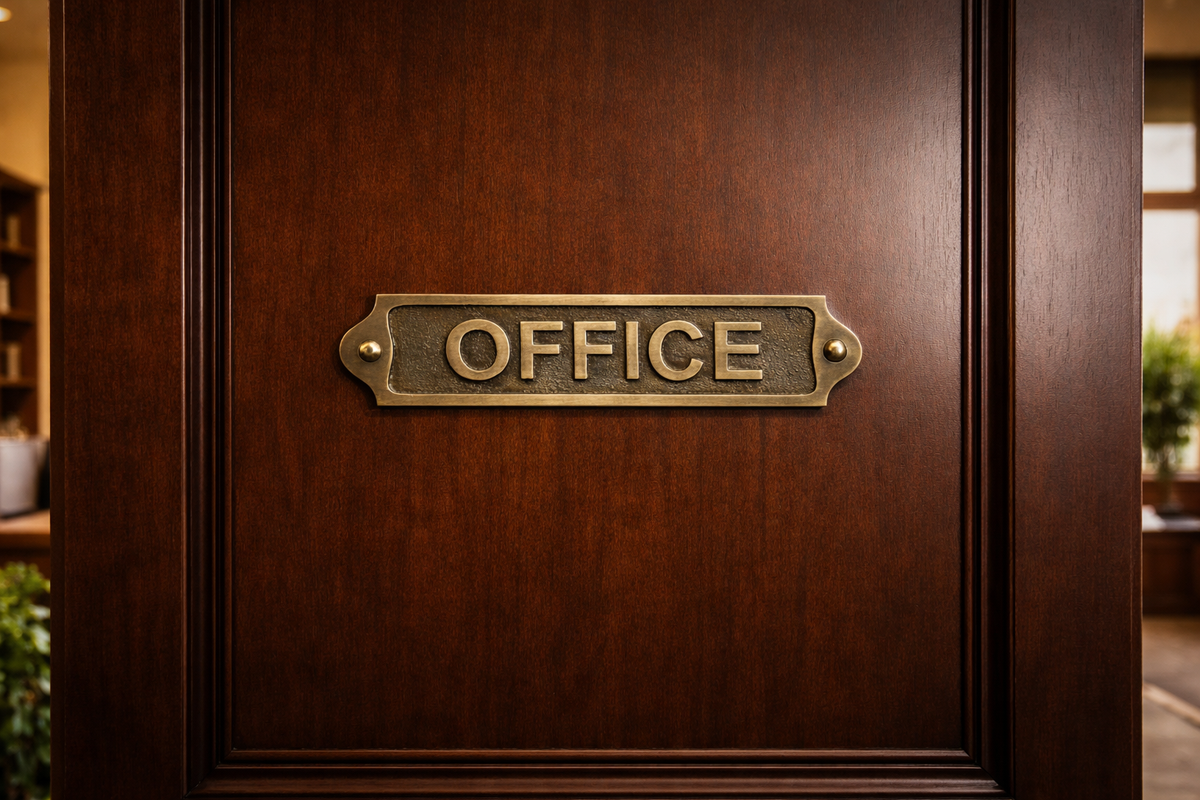 Personalised Office Brass Plaque