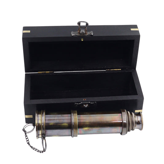 16-Inch Gunmetal Maritime Telescope with Black Wooden Box