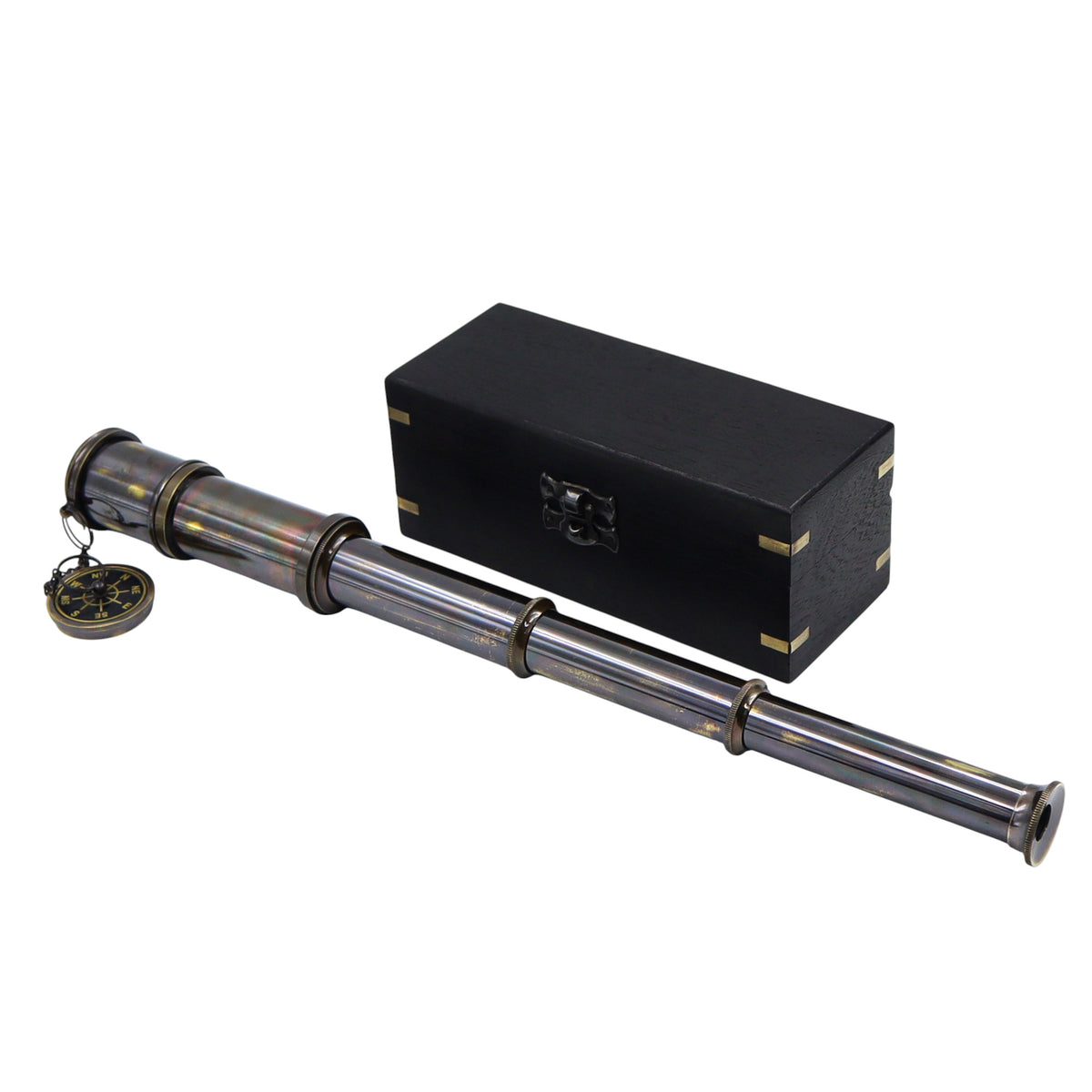 16-Inch Gunmetal Maritime Telescope with Black Wooden Box
