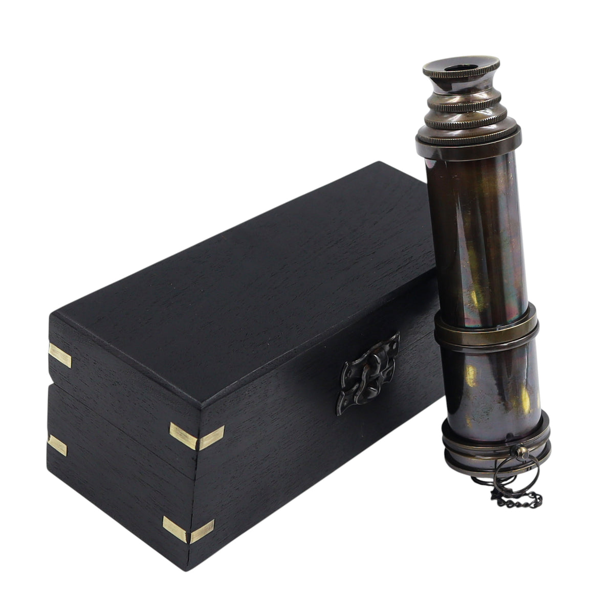 16-Inch Gunmetal Maritime Telescope with Black Wooden Box