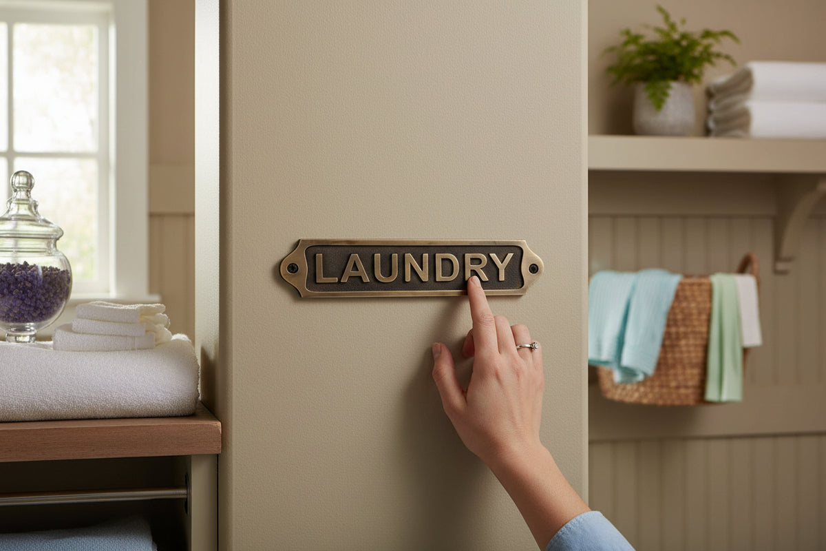 Solid Brass Laundry Sign