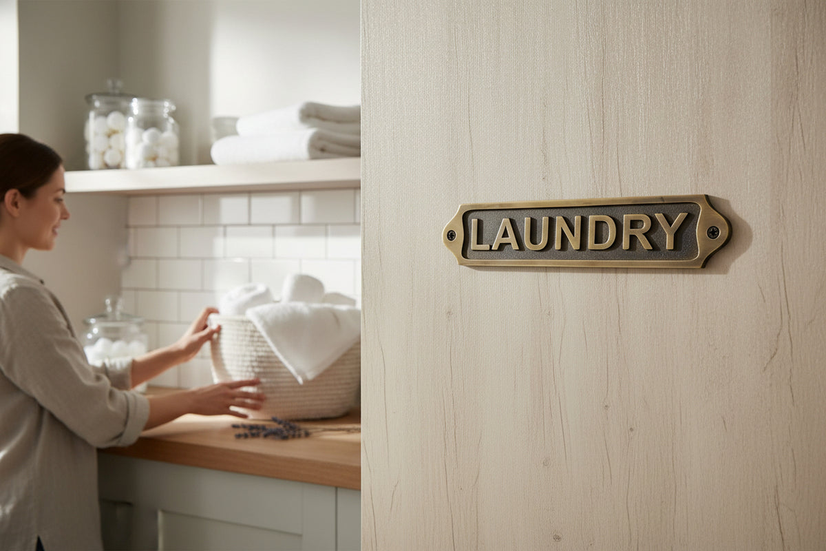 Solid Brass Laundry Sign