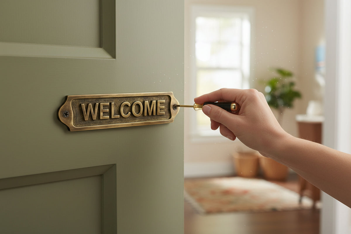 Brass Welcome Door Plaque