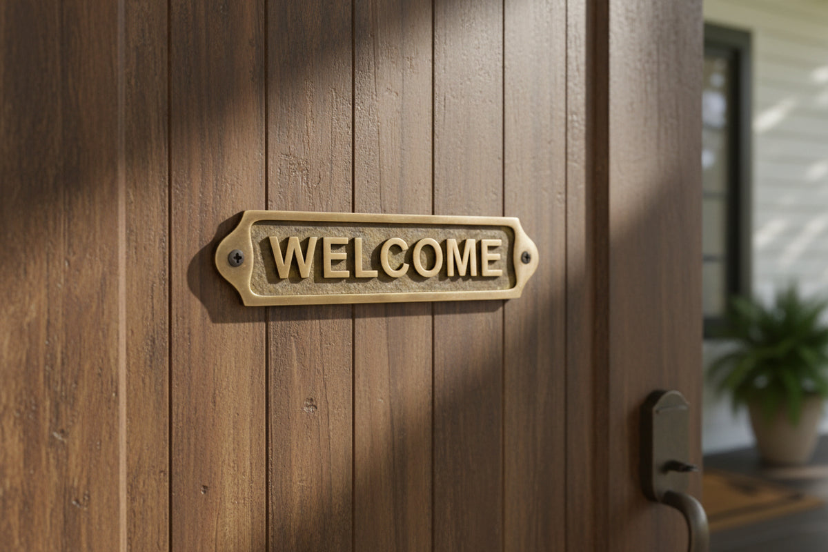 Brass Welcome Door Plaque